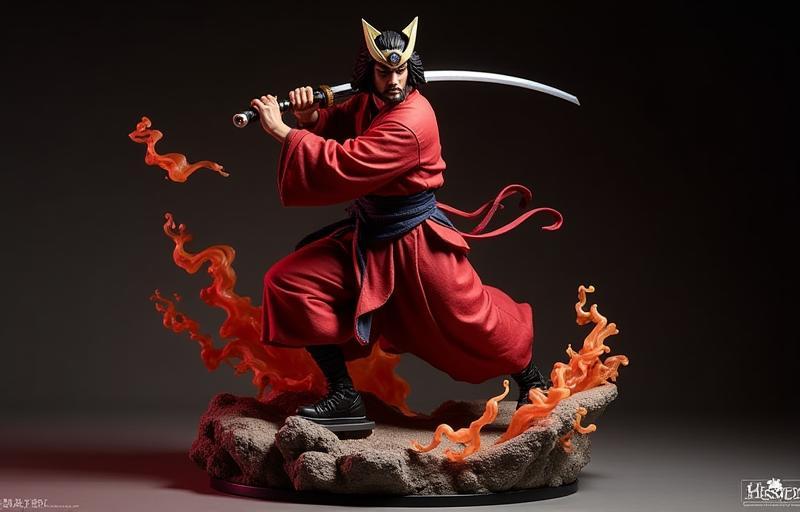 Side view or alternative angle of the Crimson Samurai figure showcasing the dynamic pose