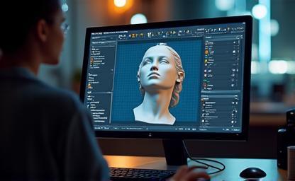 Screenshot of 3D digital sculpting software being used to create a figure model
