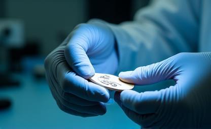 An inspector examining a figure part under a light for defects